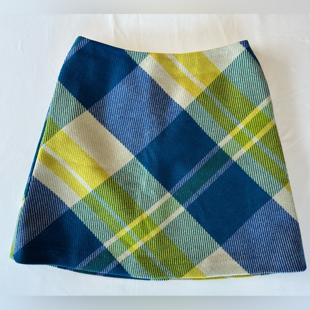 Boden Plaid Blue and Yellow Retro Style Wool Skirt! Size 10 US.  NWOT